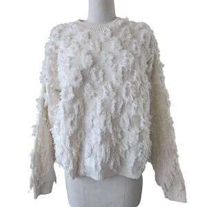 David Brett vintage cotton long sleeve eyelash fringe sweater